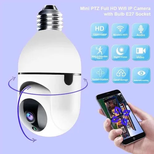 Cámara de Seguridad Tipo Foco WiFi 360° HD